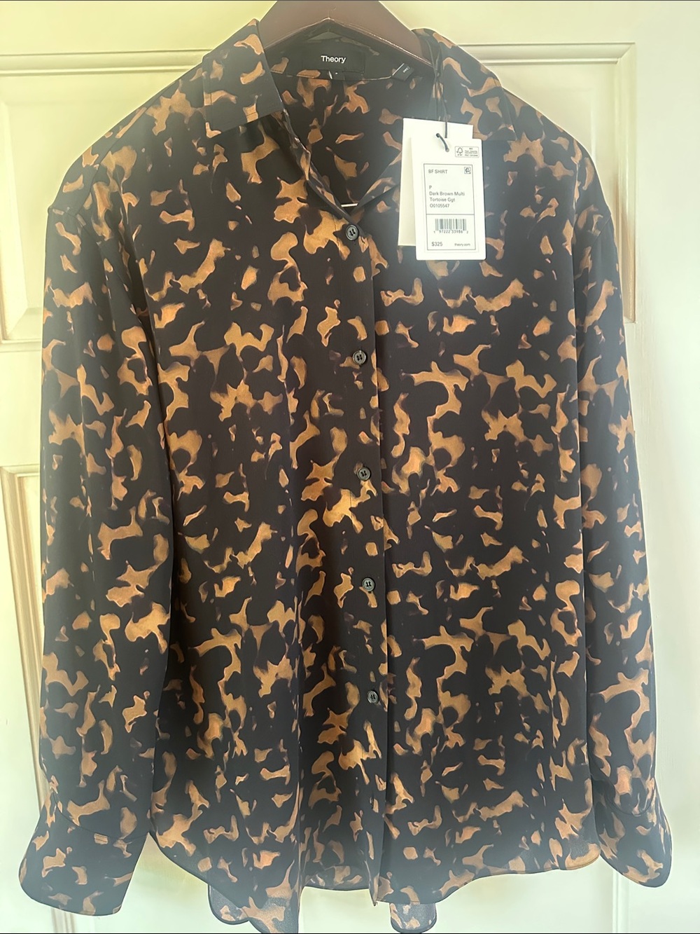 Theory Black & Brown Abstract Print Button-Down Shirt